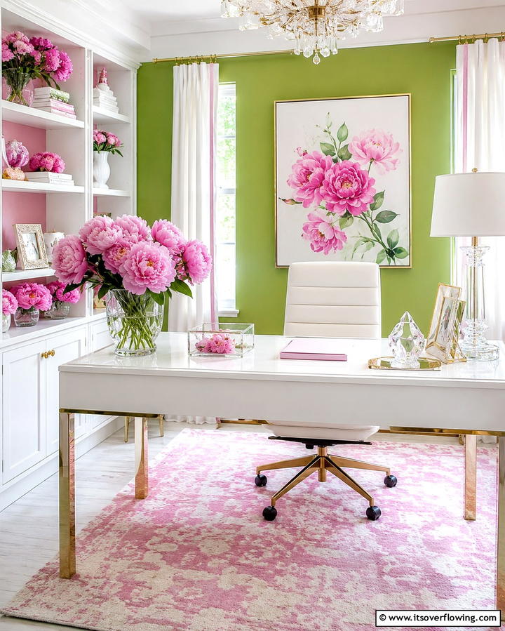Floral Accents for a Fresh Feel - 30 Home Office Ideas Designed Specifically for Her