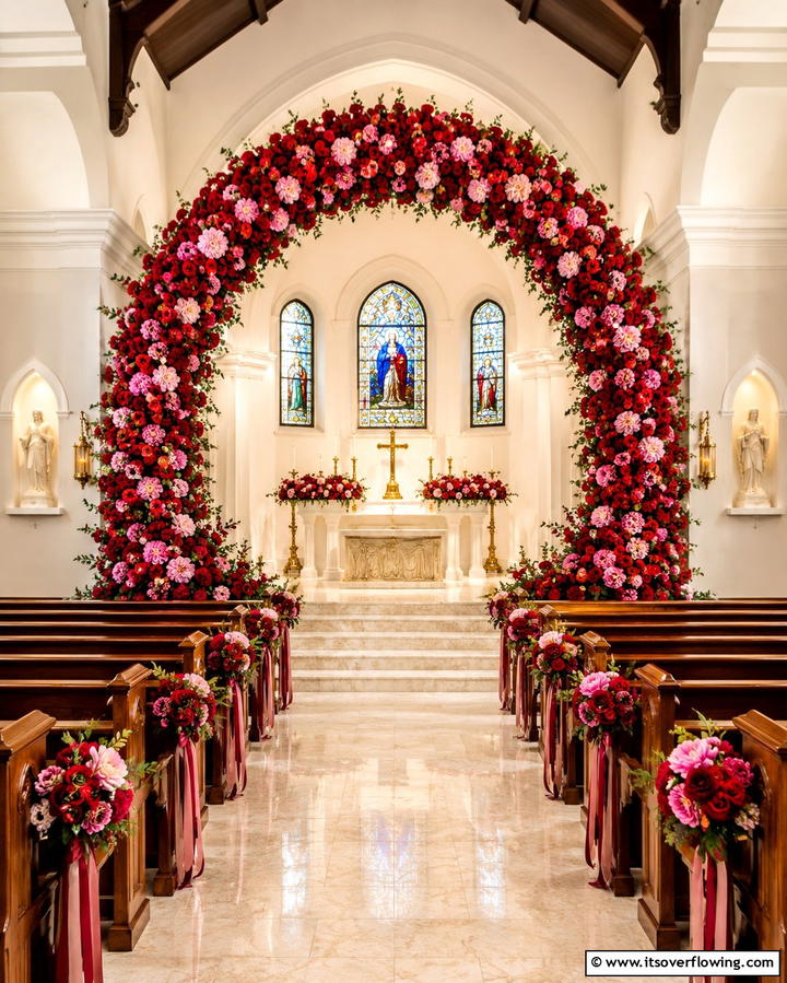 Floral Archway Elegance - 30 Stunning Wedding Altar Design Inspirations