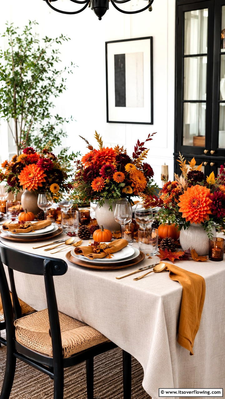 Floral Arrangements in Fall Hues - 30 Friendsgiving Decor Ideas for Festive Gatherings