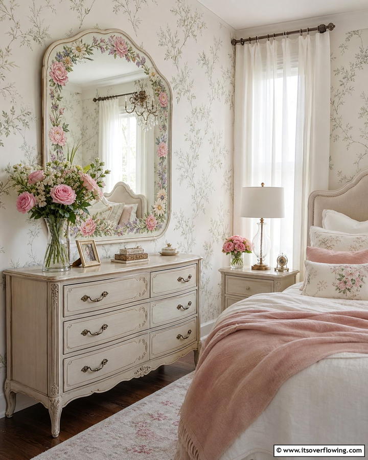 Floral Border Accents - 20 Mirror Painting Ideas to Add Art to Your Walls