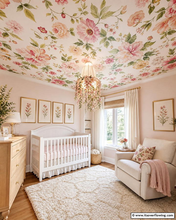 Floral Ceiling Decor - 20 Floral Nursery Ideas for a Blooming Baby Room