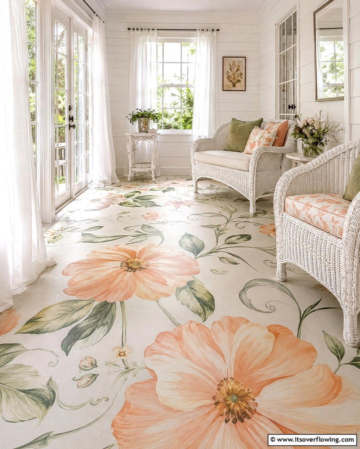 Floral Designs for Whimsical Beauty - 25 Painted Floor Ideas to Revitalize Your Home