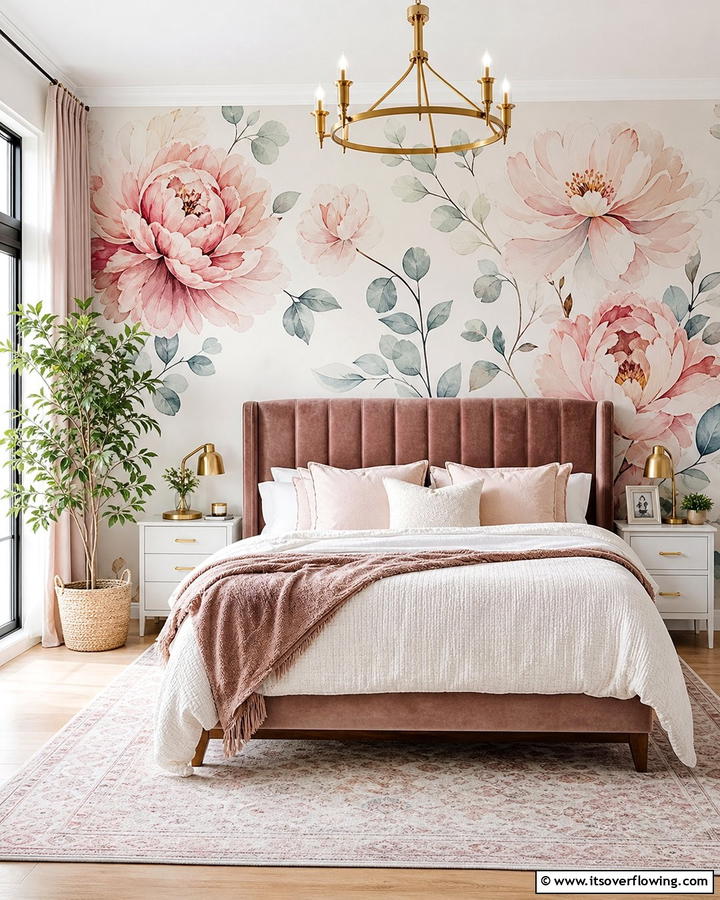 Floral Designs - 21 Creative Bedroom Wall Painting Ideas for Stylish Rooms