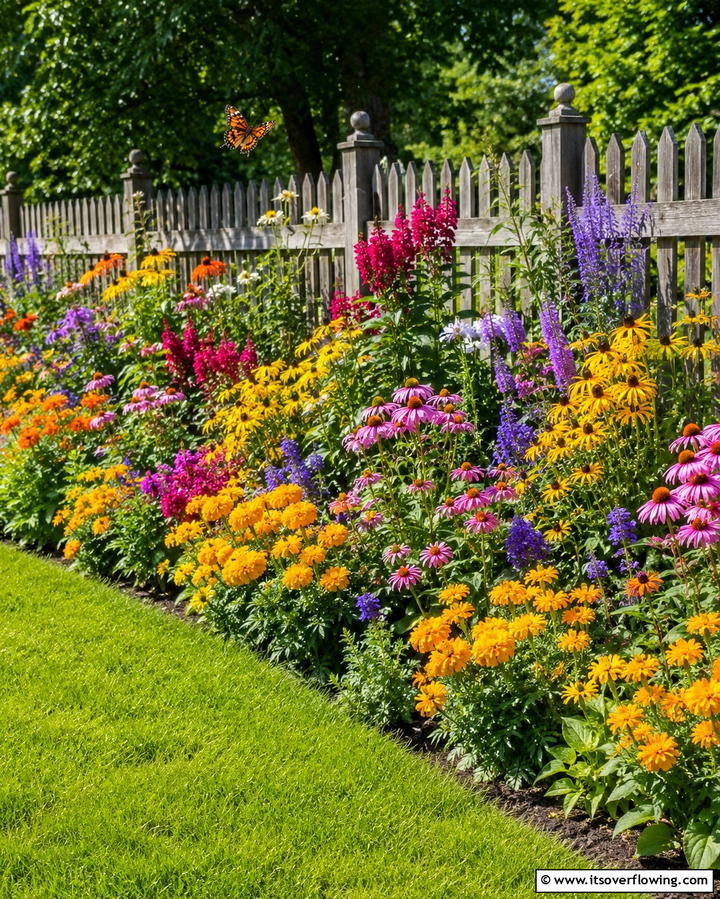 Floral Fence Frame - 30 Simple Fence Line Landscaping Ideas for Curb Appeal