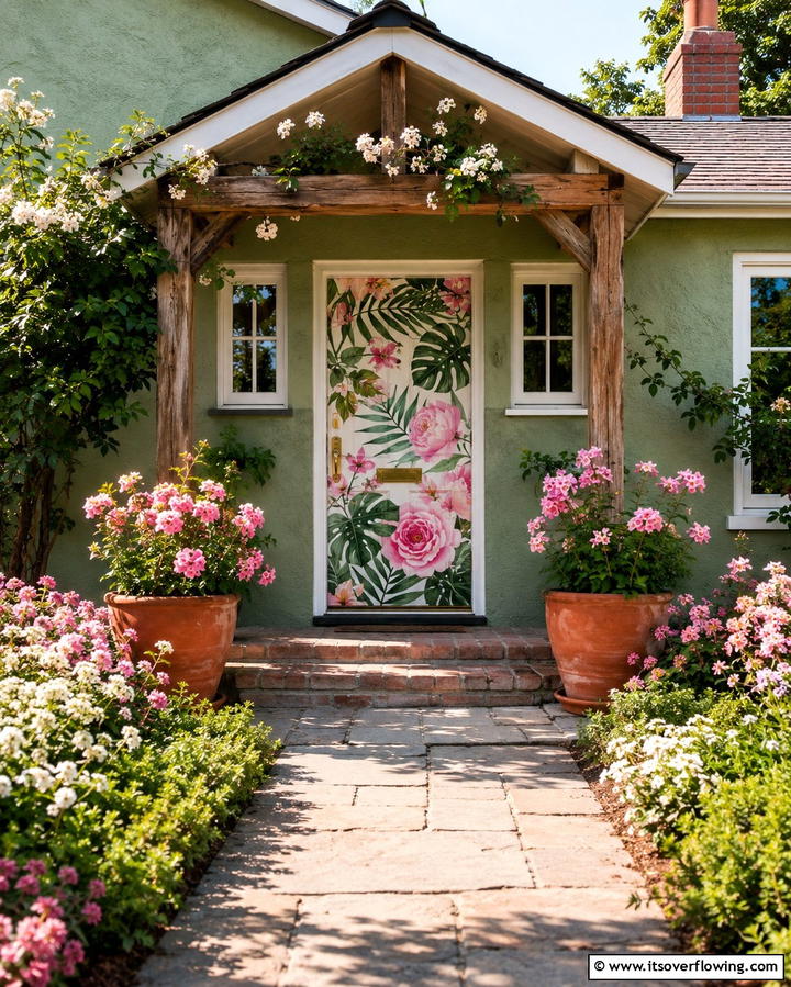 Floral Mural - 25 Door Painting Ideas to Add Personality to Your Home