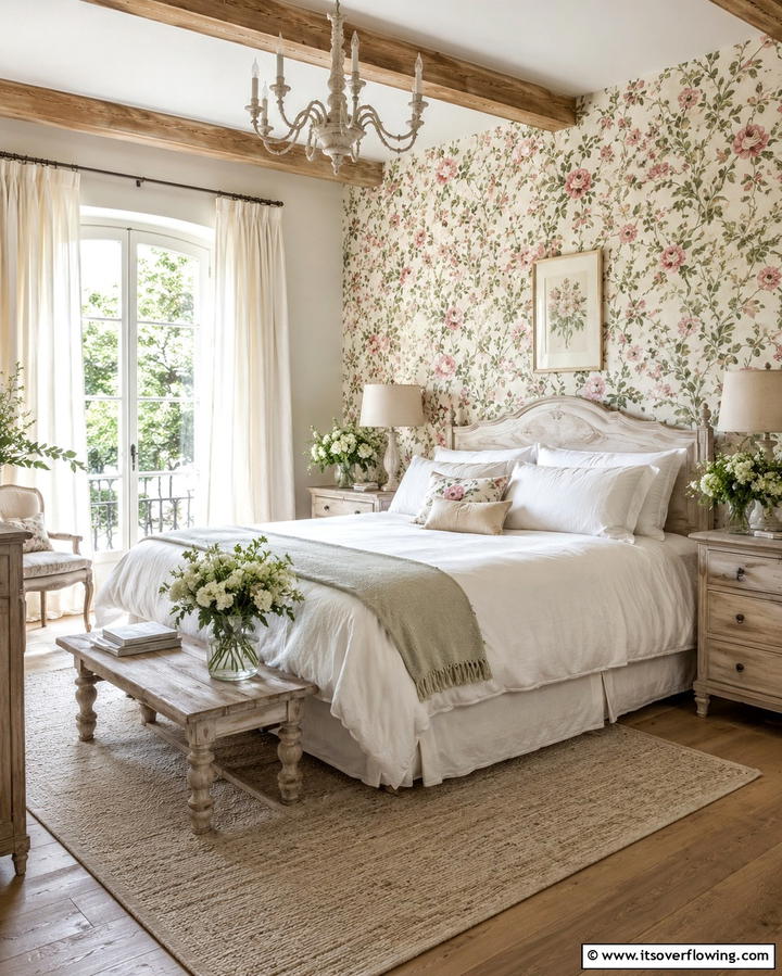 Floral Patterns - 30 French Bedroom Decor Ideas for Elegant European Style