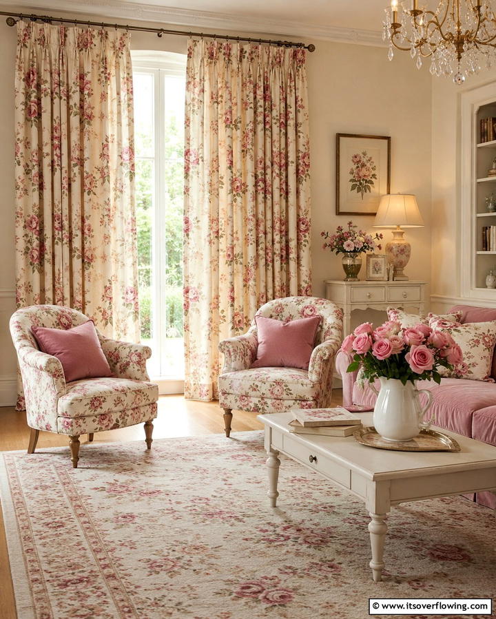 Floral Patterns Everywhere - 25 Shabby-Chic Style Living Room Ideas for a Vintage Look