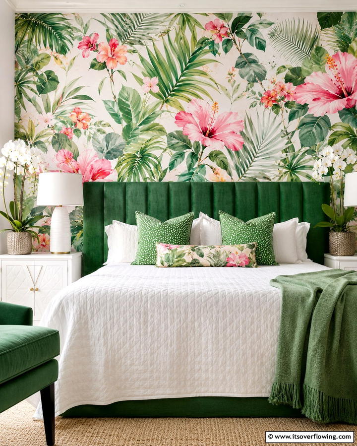 Floral Patterns for a Fresh Look - 25 Pink and Green Bedroom Ideas for a Fresh Look
