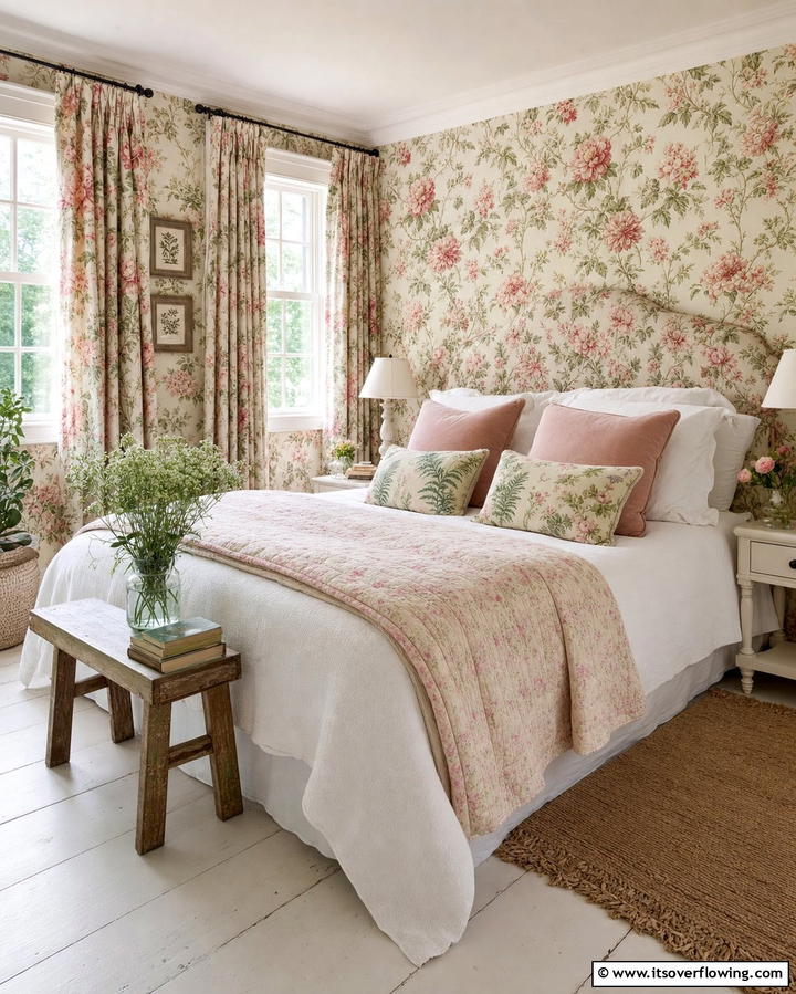 Floral Prints Everywhere - 25 Cottage Decorating Ideas- Charming & Timeless Designs