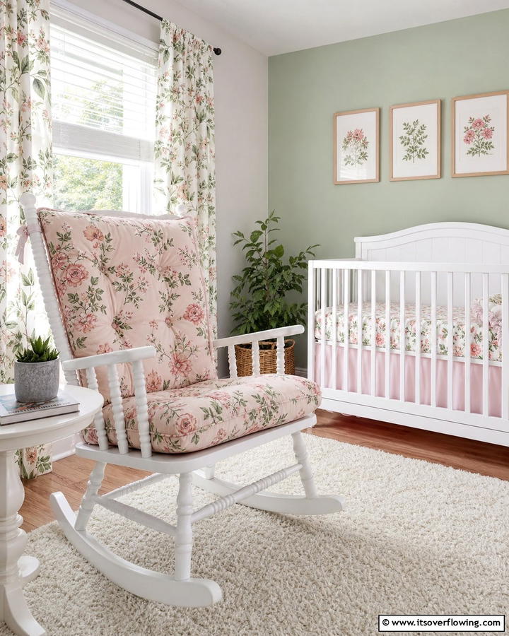 Floral Rocking Chair Cushions - 20 Floral Nursery Ideas for a Blooming Baby Room