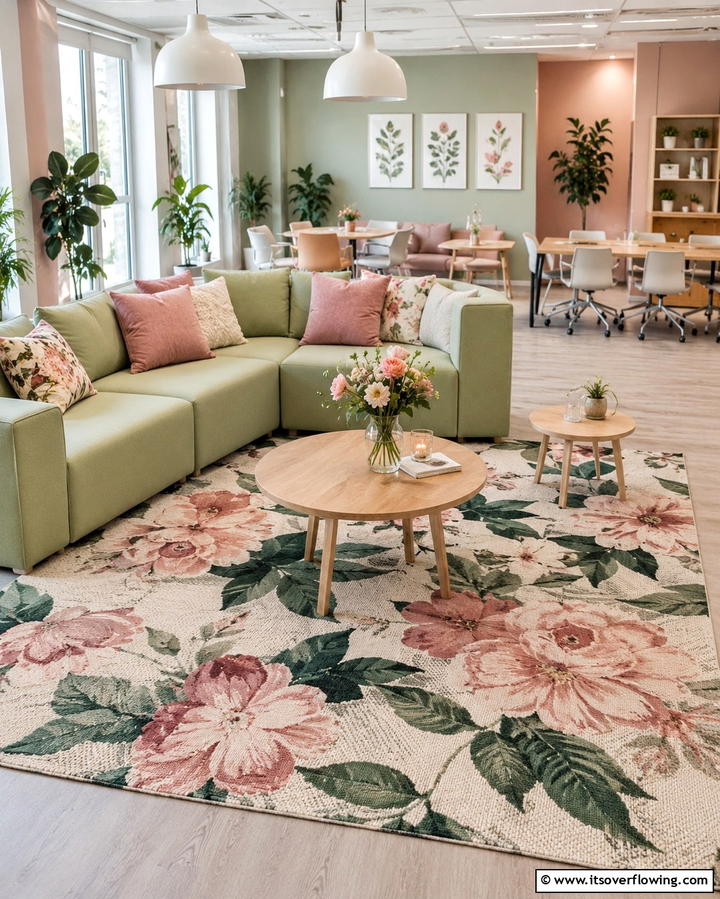 Floral Rugs for a Fresh and Inviting Feel - 25 Office Rug Ideas to Transform Your Workspace