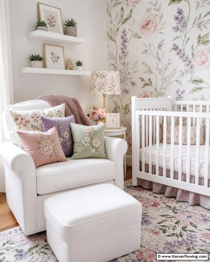 Floral Throw Pillows - 20 Floral Nursery Ideas for a Blooming Baby Room