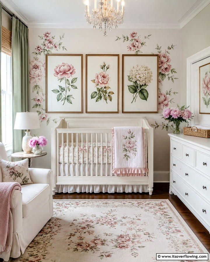Floral Wall Art - 30 Nature Themed Nursery Ideas for a Serene Kids Room