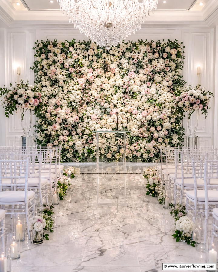 Floral Wall Backdrop - 30 Beautiful Wedding Backdrop Design Inspirations