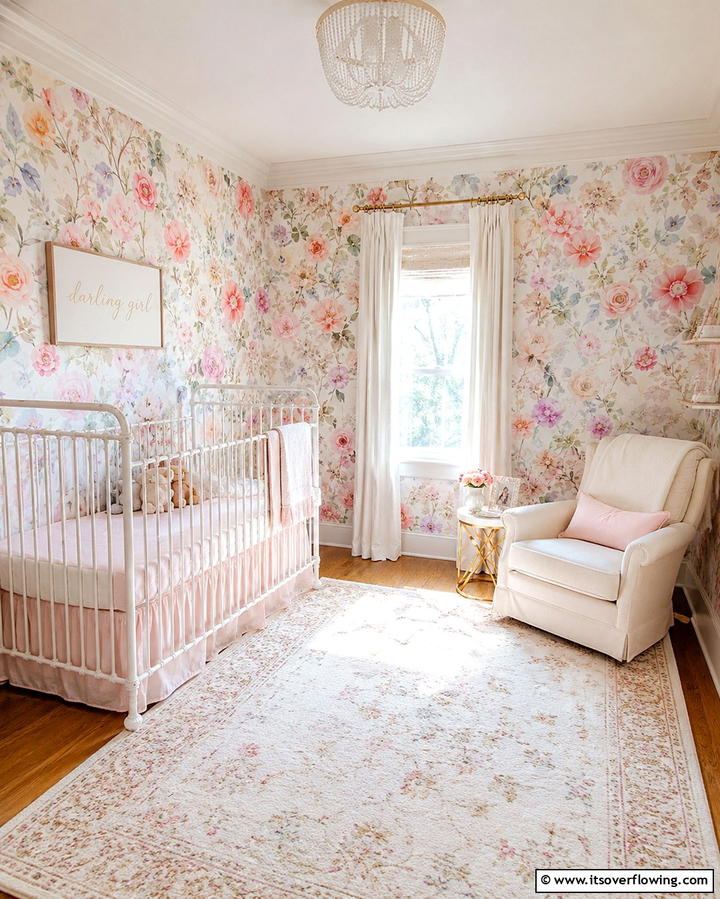 Floral Wallpaper - 25 Princess Nursery Ideas for a Magical Baby Room