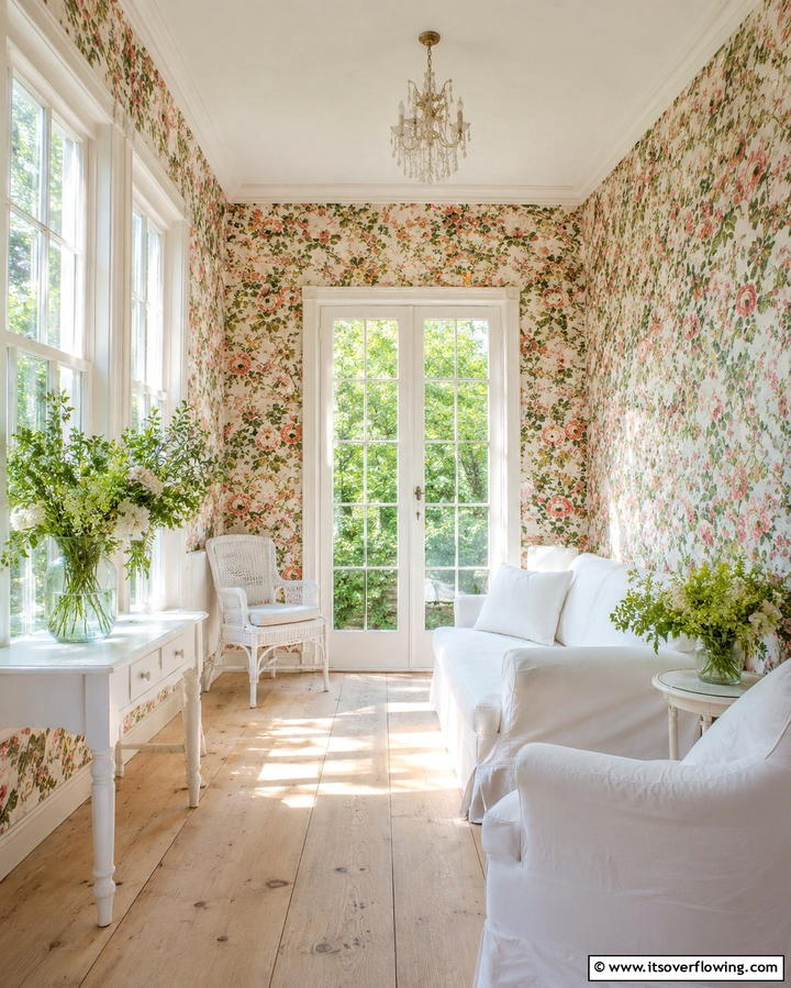 Floral Wallpaper - 25 Victorian Sunroom Ideas for a Bright Retreat