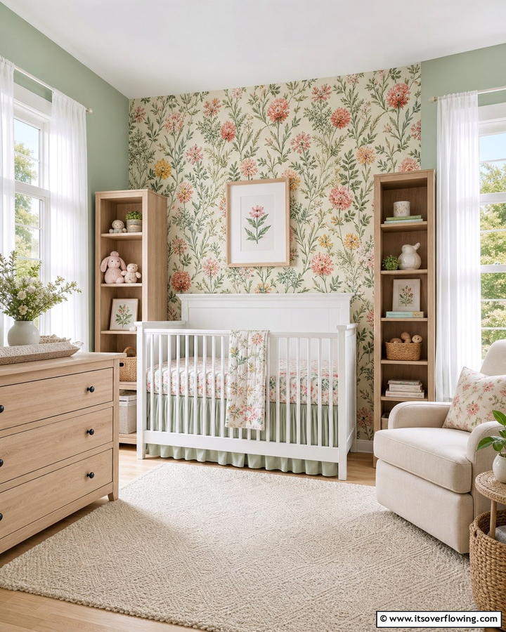 Floral Wallpaper Accents - 20 Floral Nursery Ideas for a Blooming Baby Room