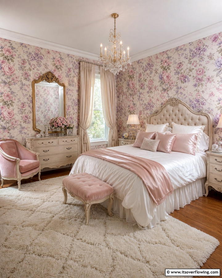 Floral Wallpaper - 20 Blair Waldorf Bedroom Ideas- Chic & Elegant Styles