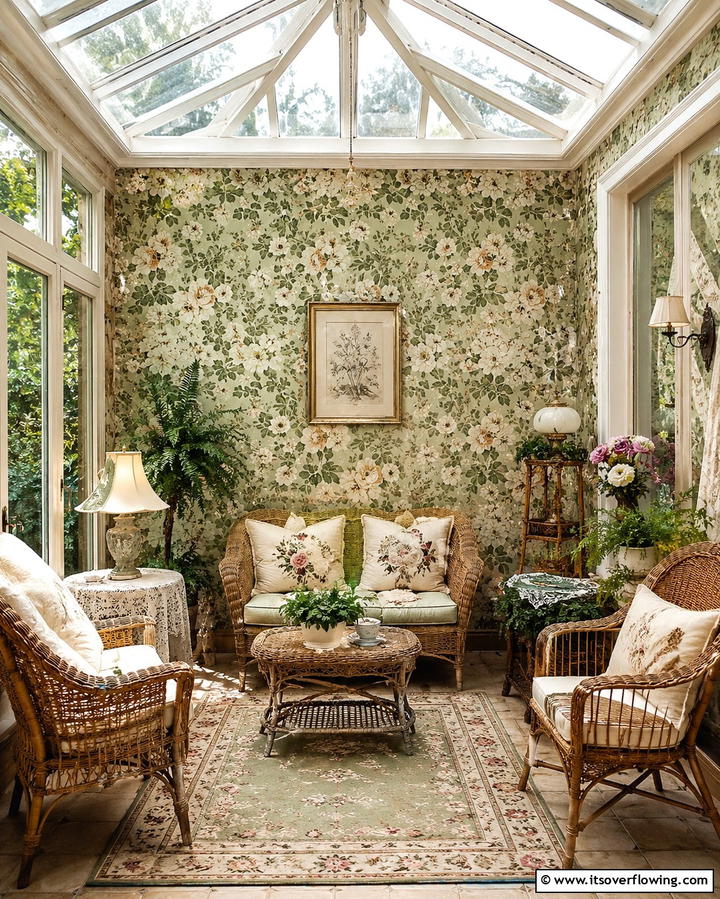 Floral Wallpapers for a Nostalgic Vibe - 25 Victorian Sunroom Ideas for a Bright Retreat