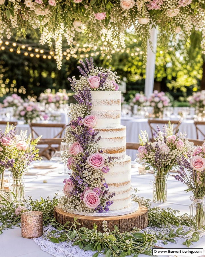 Floral Whisper Semi Naked Cake - 21 Naked Wedding Cake Ideas for Minimalist Elegance