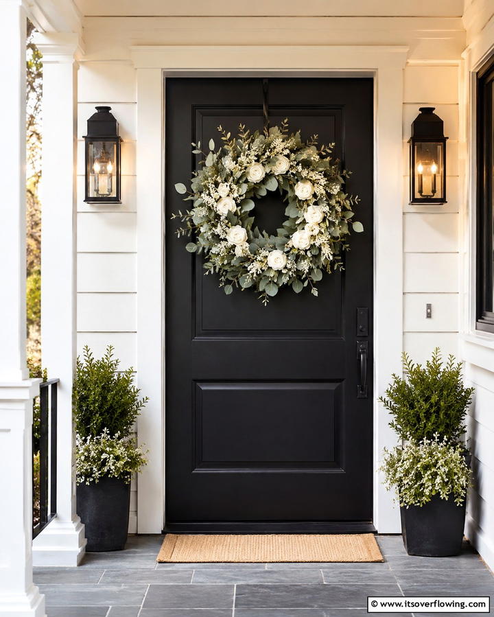 Floral Wreath on Door - 25 Farmhouse Porch Ideas for a Cozy Outdoor Retreat