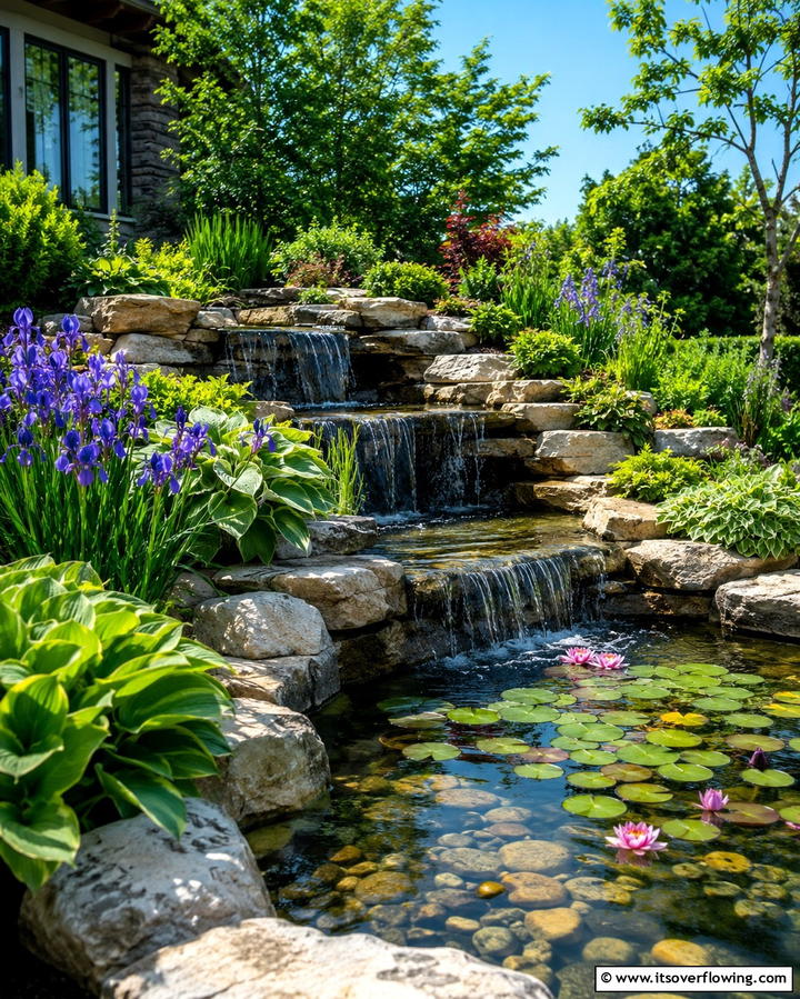 Flower Beds with Water Features - 30 Front Yard Flower Bed Ideas for Curb Appeal Boost