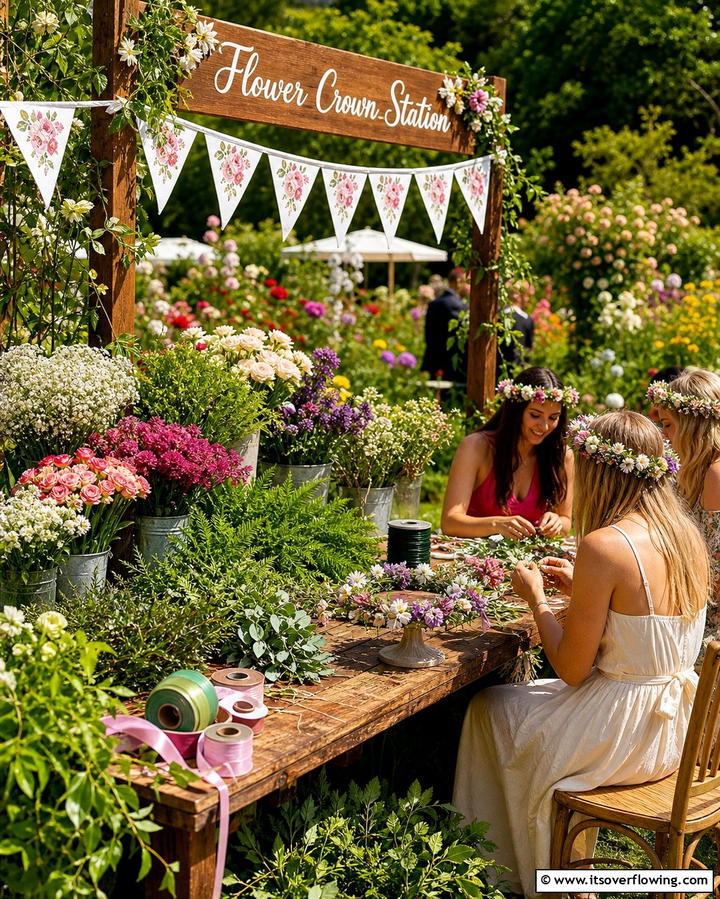 Flower Crown Station - 25 Casual Wedding Ideas for a Relaxed and Intimate Celebration
