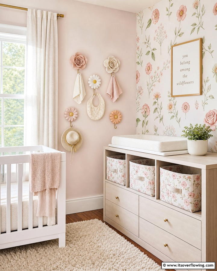 Flower Shaped Wall Hooks - 20 Floral Nursery Ideas for a Blooming Baby Room
