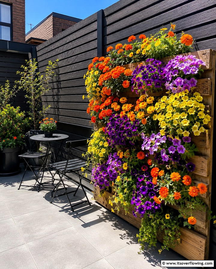 Flowering Pallet Display - 25 Vertical Pallet Garden Ideas for Urban Spaces