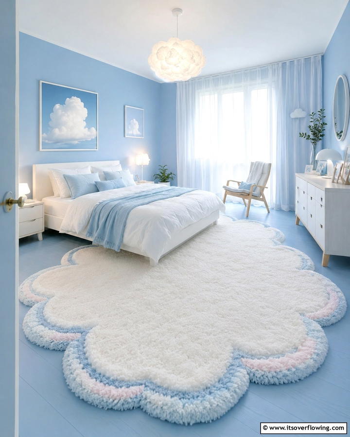 Fluffy Cloud Themed Rugs - 25 Dreamy Cloud-Themed Bedroom Ideas for Relaxation
