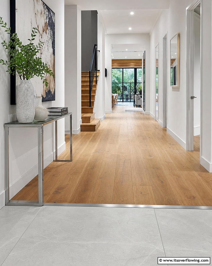 Flush Metal Strips - 20 Floor Transition Ideas for a Seamless Look