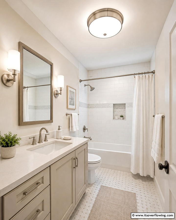 Flush Mount Fixtures for Compact Spaces - 25 Bathroom Ceiling Lighting Ideas to Brighten Your Space