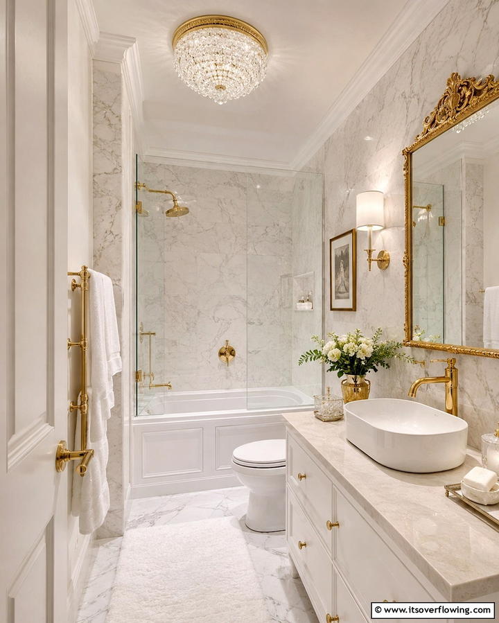 Flush Mounted Chandeliers for Compact Elegance - 25 Bathroom Ceiling Lighting Ideas to Brighten Your Space