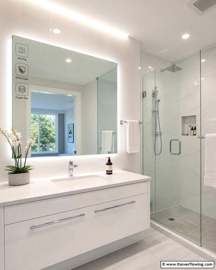 Fog Resistant Safety Mirror - 21 Stunning Bathroom Mirror Ideas to Enhance Your Vanity Area