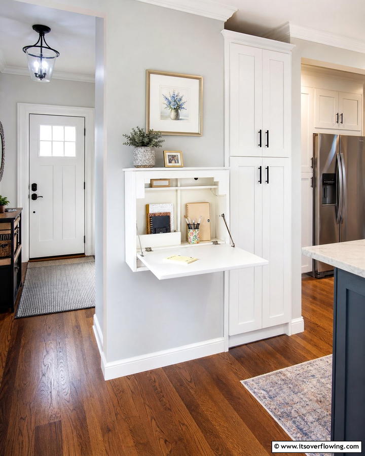 Fold Down Desk Area - 25 Drop Zone Ideas to Keep Your Home Organized and Tidy