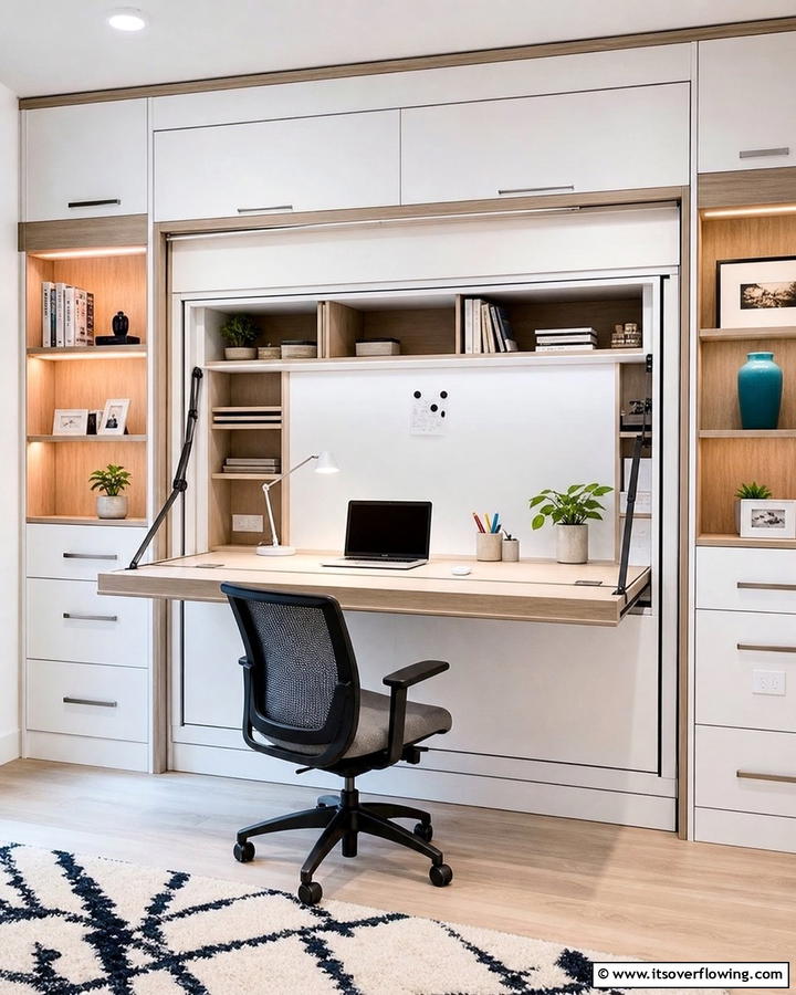 Fold Down Desks with Storage - 21 Basement Storage Ideas to Organize Clutter with Style