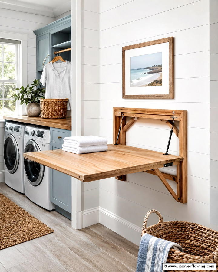 Fold Down Drying Table - 25 Laundry Closet Ideas for Small Spaces