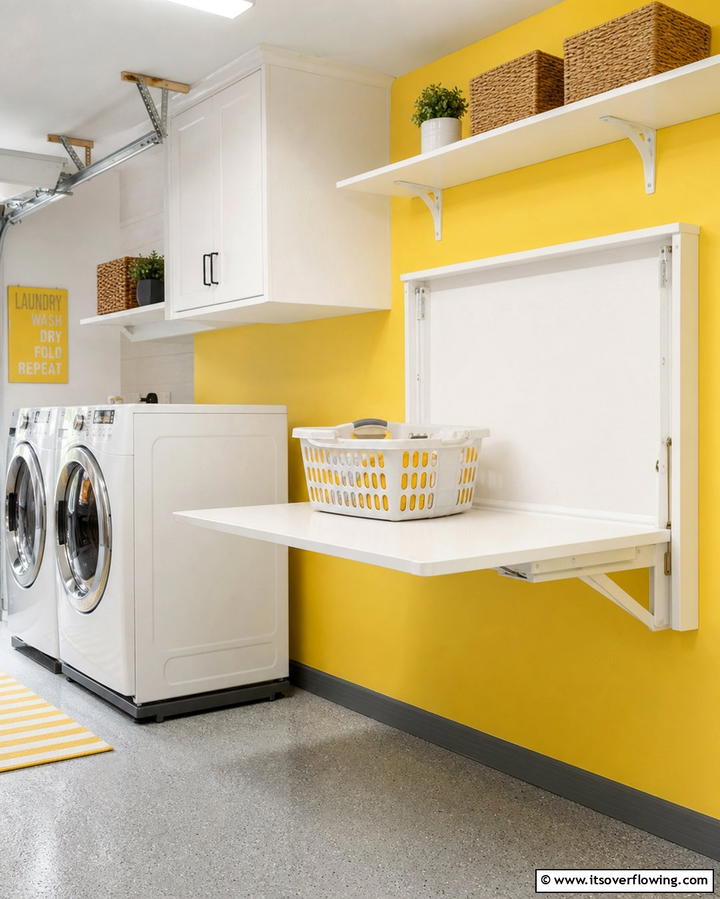 Fold Down Tables - 25 Functional Garage Laundry Room Combo Ideas