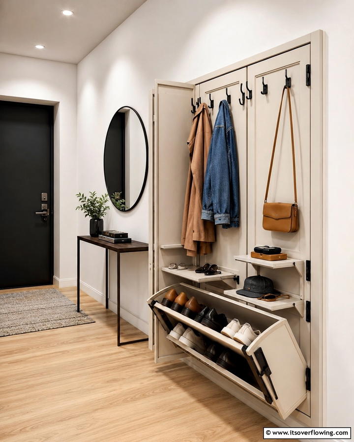 Fold Out Storage Units - 25 Entryway Closet Ideas to Maximize Storage and Style