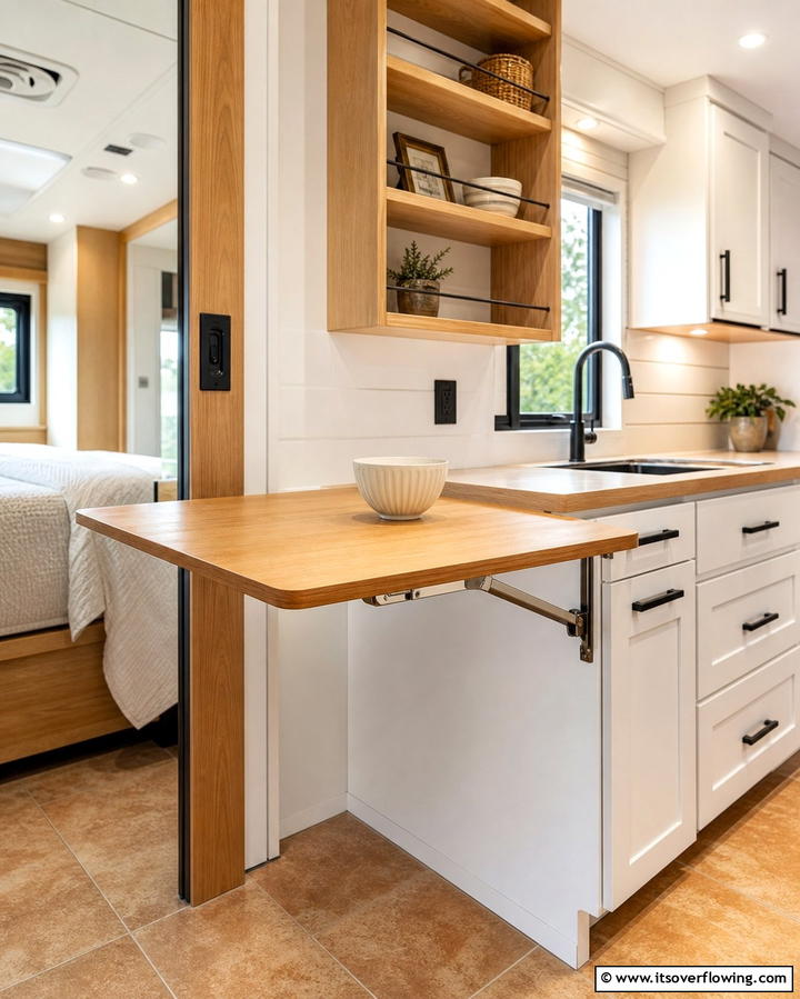Foldable Countertop Extensions - 25 Mobile Home Kitchen Ideas for Stylish Living
