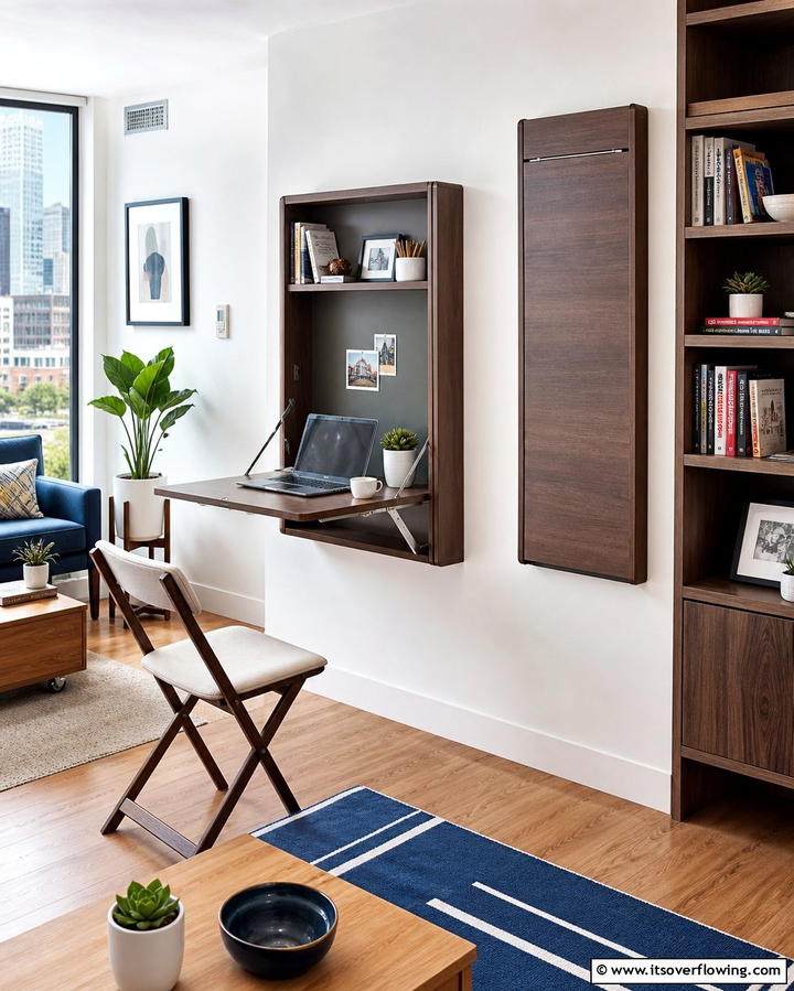 Foldable Desk for Temporary Workspaces - 25 Desk in Living Room Ideas for Functional Spaces