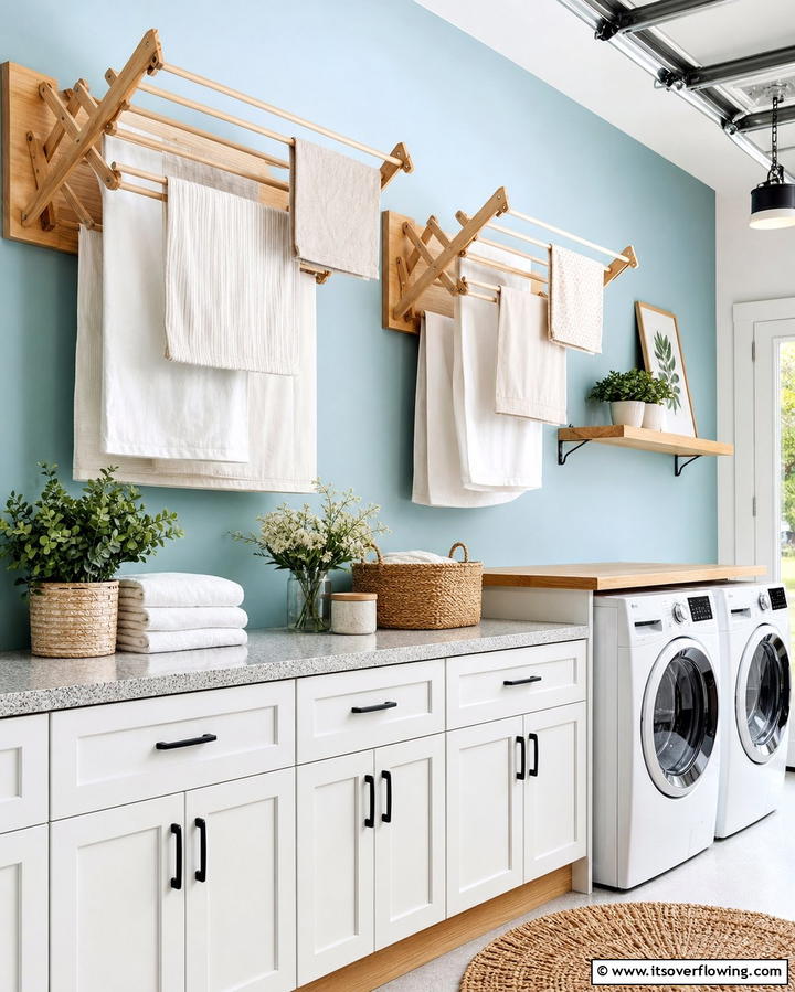 Foldable Drying Racks - 25 Functional Garage Laundry Room Combo Ideas