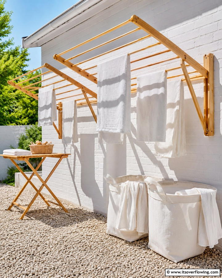 Foldable Drying Racks - 25 Outdoor Laundry Area Design Ideas for Convenience