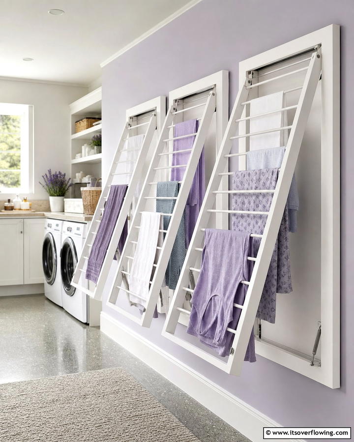 Foldable Drying Racks for Convenience - 25 Functional Garage Laundry Room Combo Ideas