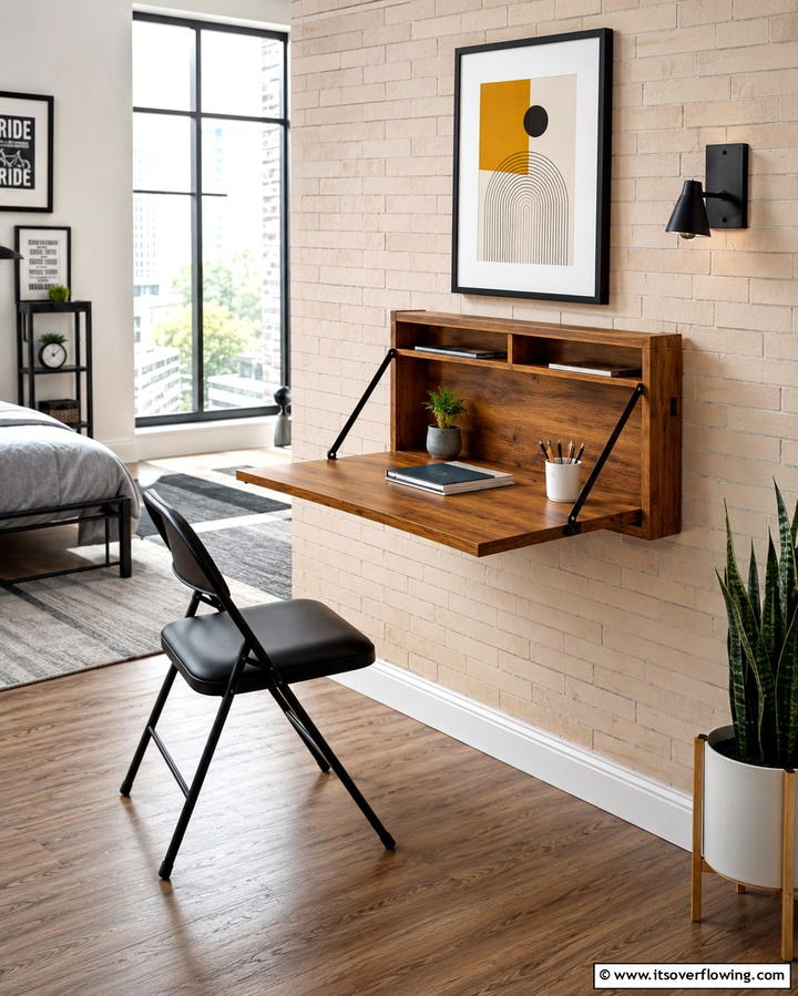 Foldable Floating Desk for Compact Spaces - 25 Floating Desk Ideas for Modern Home Offices