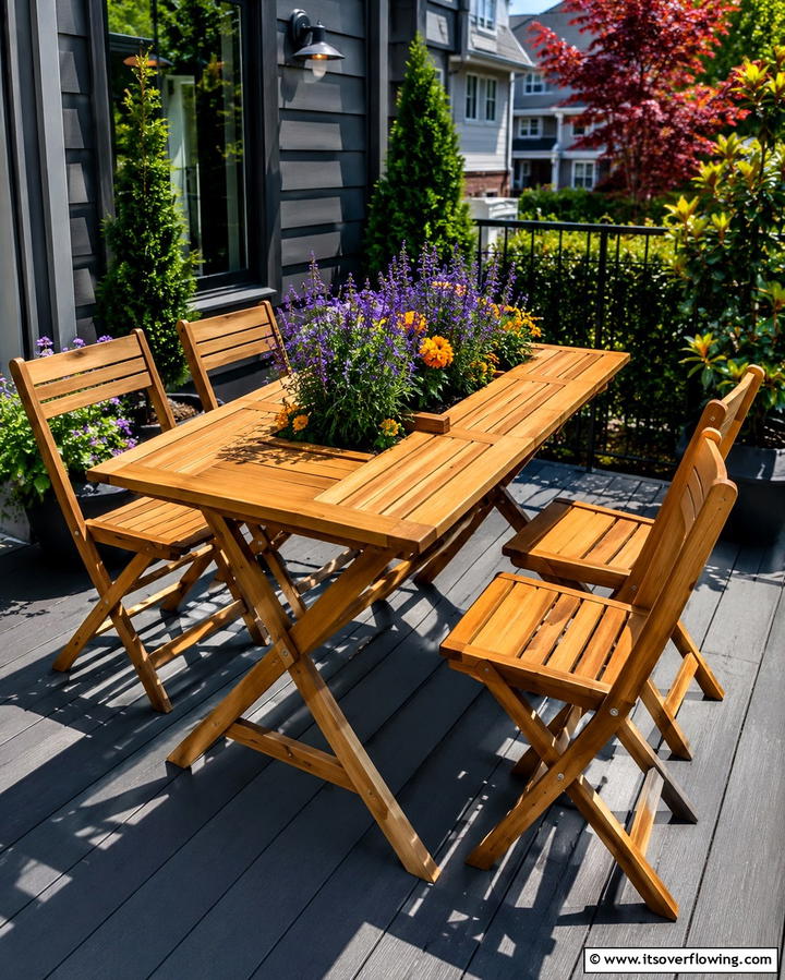 Foldable Furniture with Built In Planters - 25 Patio Small Garden Ideas to Maximize Your Space