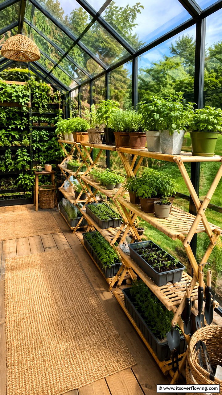 Foldable Space Saving Shelves - 30 Greenhouse Shelving Ideas- Organized Plant Storage
