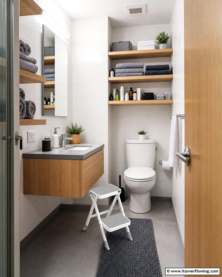 Foldable Step Stools - 25 Dorm Bathroom Ideas to Maximize Space and Style
