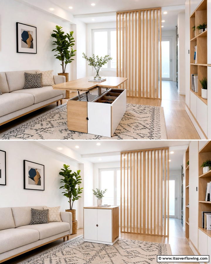 Foldable Storage Solutions - 30 Living Room Storage Ideas to Declutter Your Space