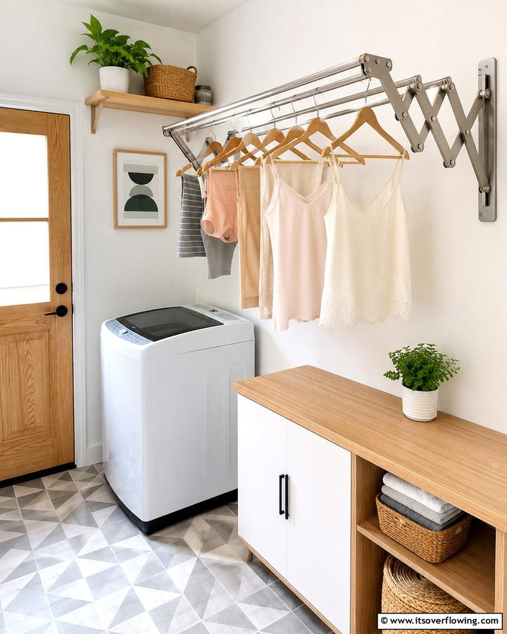 Foldable Wall Mounted Drying Racks - 20 Small Laundry Room Ideas With a Top Load Washing Machine
